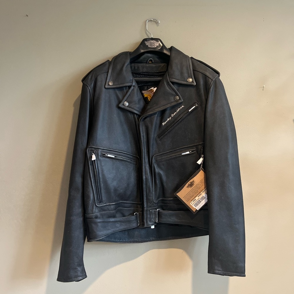 New With Tags Harley Davidson Embroidered Genuine Leather Motorcycle Jacket XL